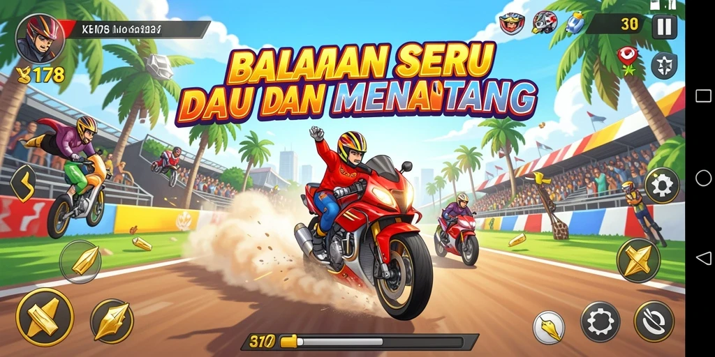 Tampilan gameplay balapan yang menegangkan dan seru di 3178.