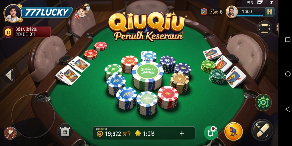 Tampilan gameplay seru dari 777LUCKY dengan kartu QiuQiu.