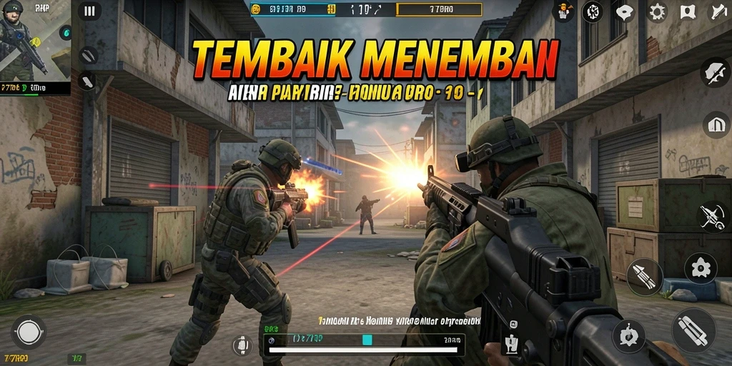 Gameplay seru 77RP dengan aksi tembak-menembak di medan perang.