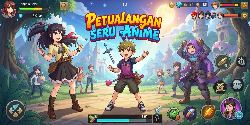 Screenshot N32 menampilkan karakter anime dalam aksi berwarna-warni.