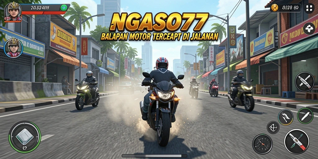 Gameplay seru balapan motor di jalanan kota.