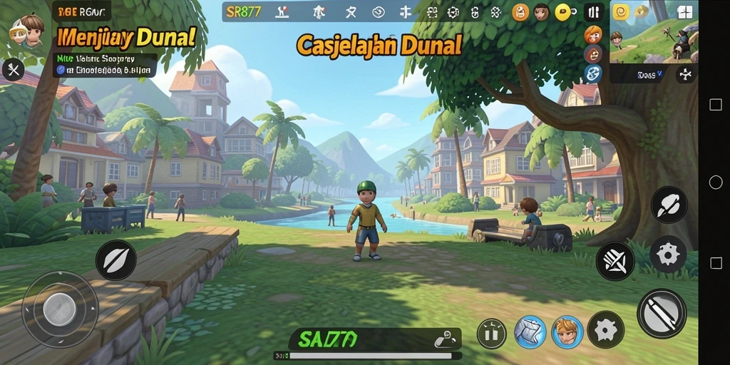 Screenshot menampilkan gameplay seru dari SR877 yang penuh warna.